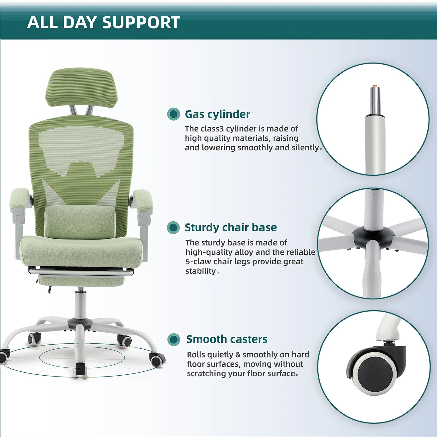 JHK Ergonomic Reclining Mesh Rocking Gaming Chair With Lumbar Support