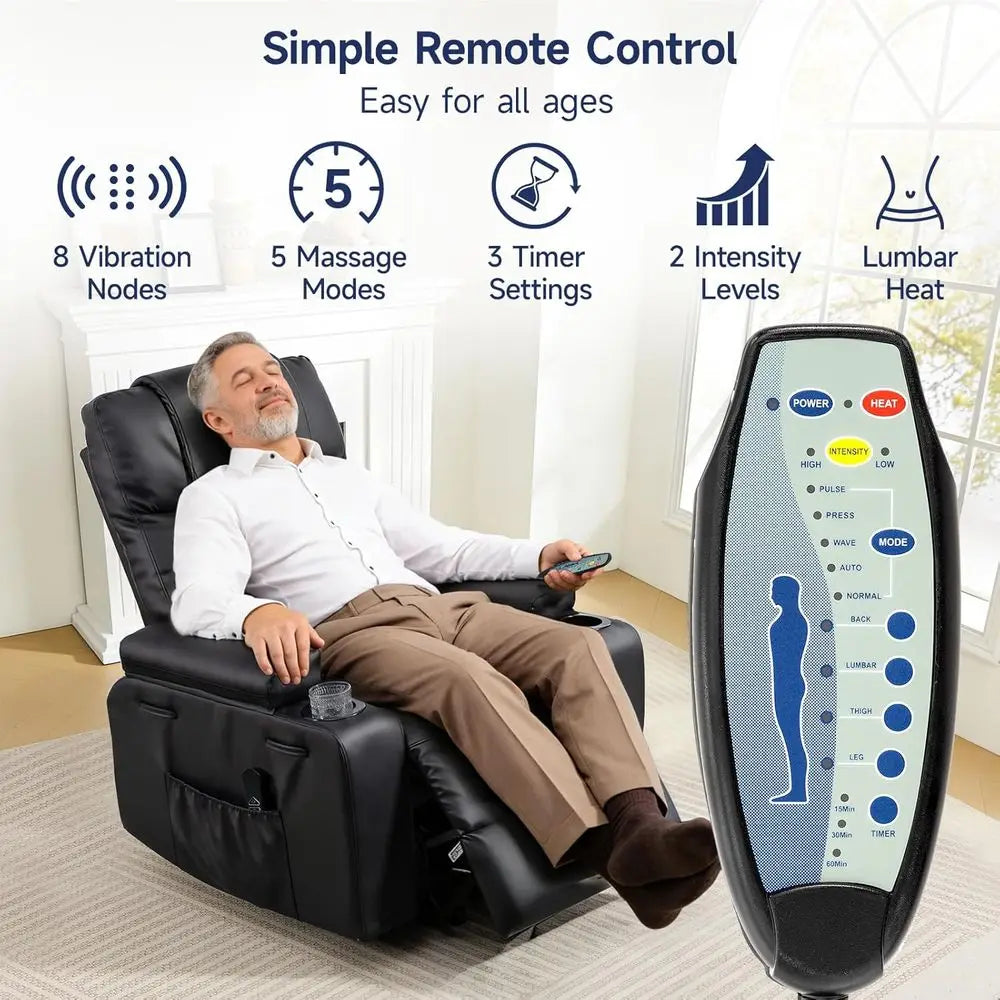 Electric Massage Recliner Chair With Heating And USB Port