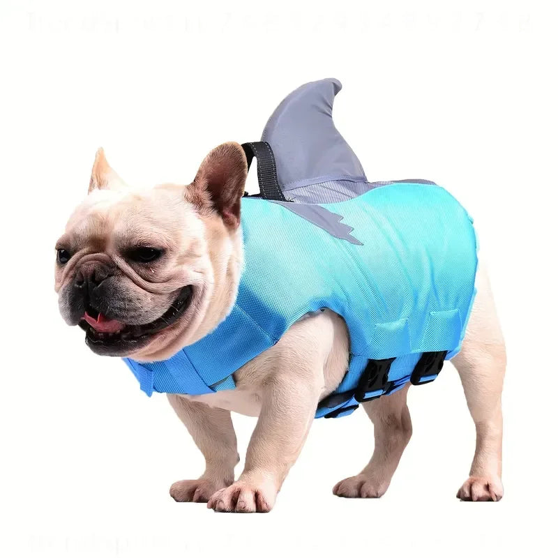 Shark Shape Reflective Dog Life Jacket With Adjustable Safety Handle