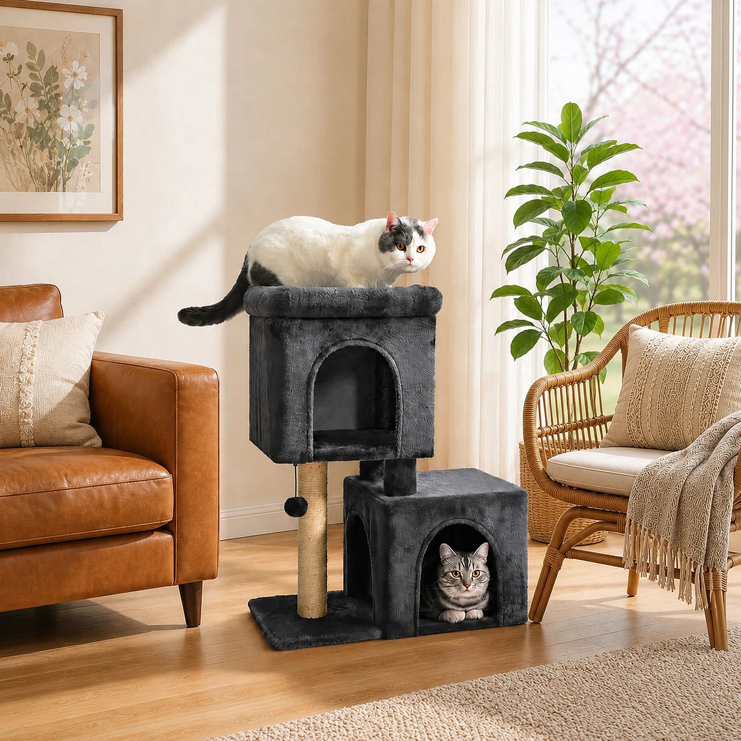 PAWZ Road Cat Tree with Sisal Scratching Posts Cozy Condos