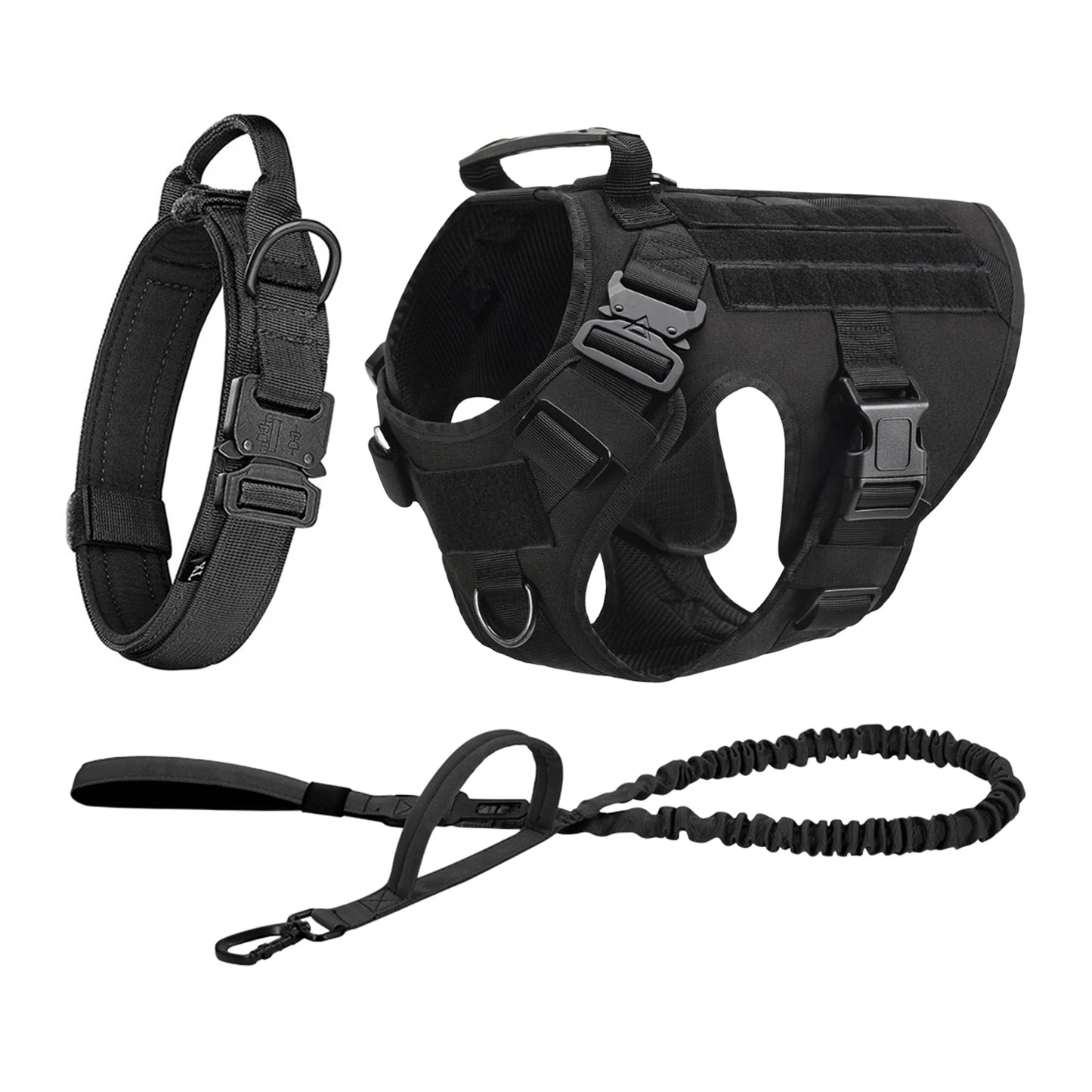 Tactical Nylon Dog Harness With Quick Release And Molle Pouches
