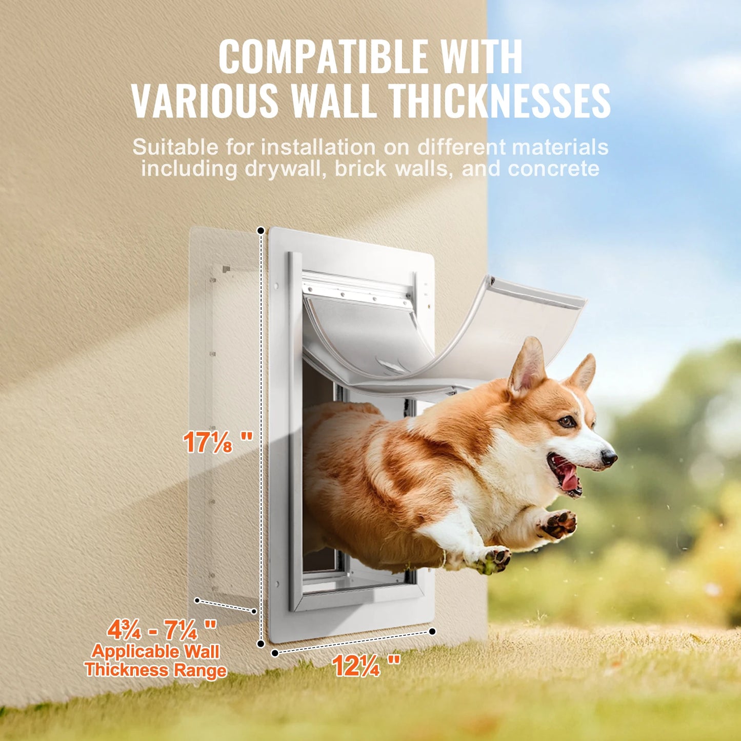 Weatherproof Metal Pet Door With Secure Lock And Triple Flap