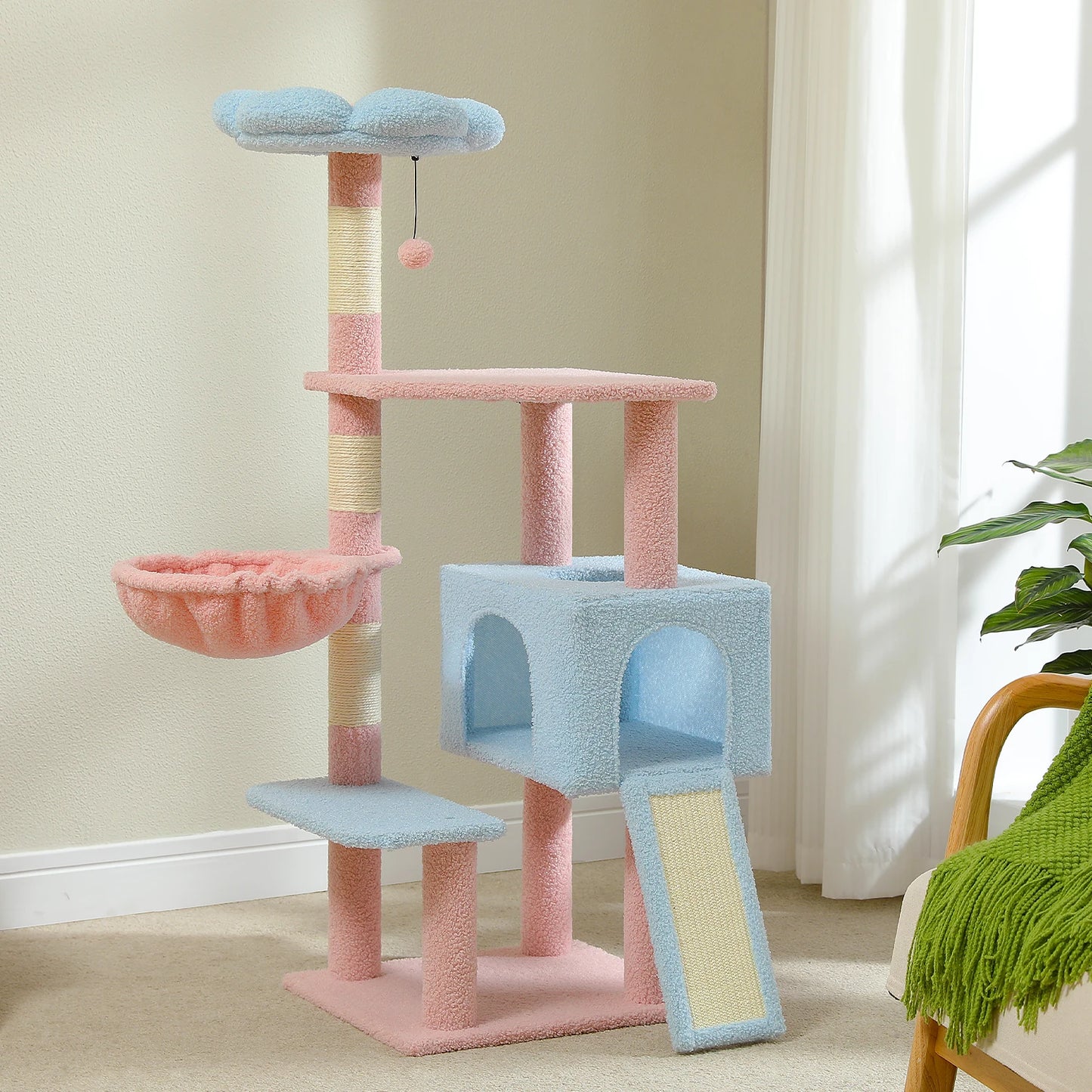 PEQULTI Flower Cat Tree Multi Level Cat Tower Scratching Posts