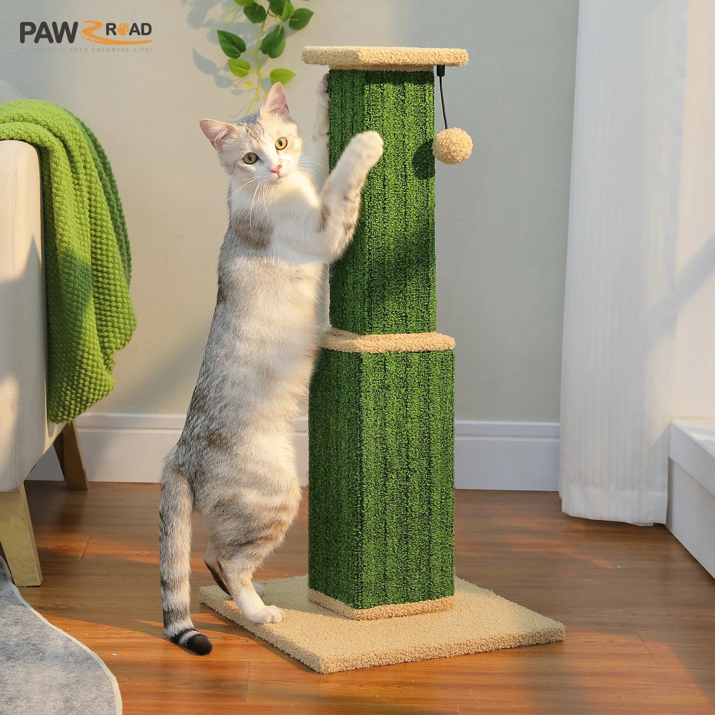 Pawz Road Woven Sisal Cat Scratching Post With Dangling Ball