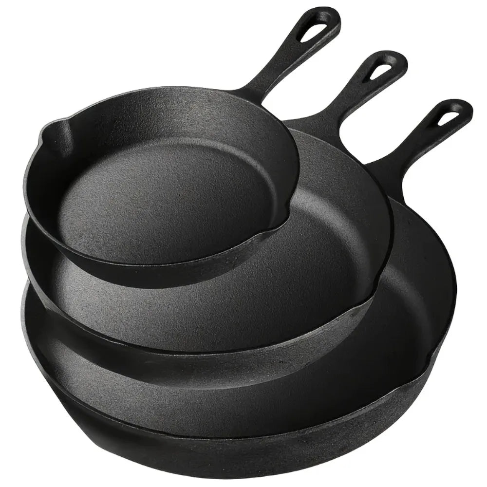 Pre-Seasoned Cast Iron Skillet Set for Oven Grill and Campfire