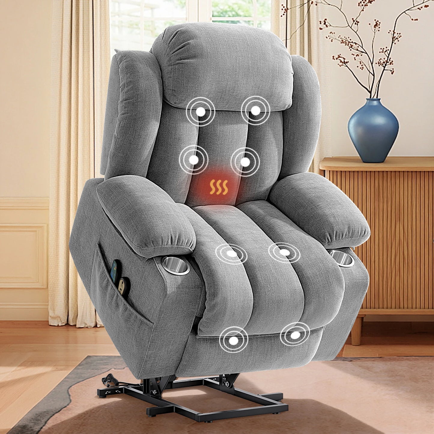 Kerdom Power Lift Recliner with Vibration Massage and Lumbar Heating