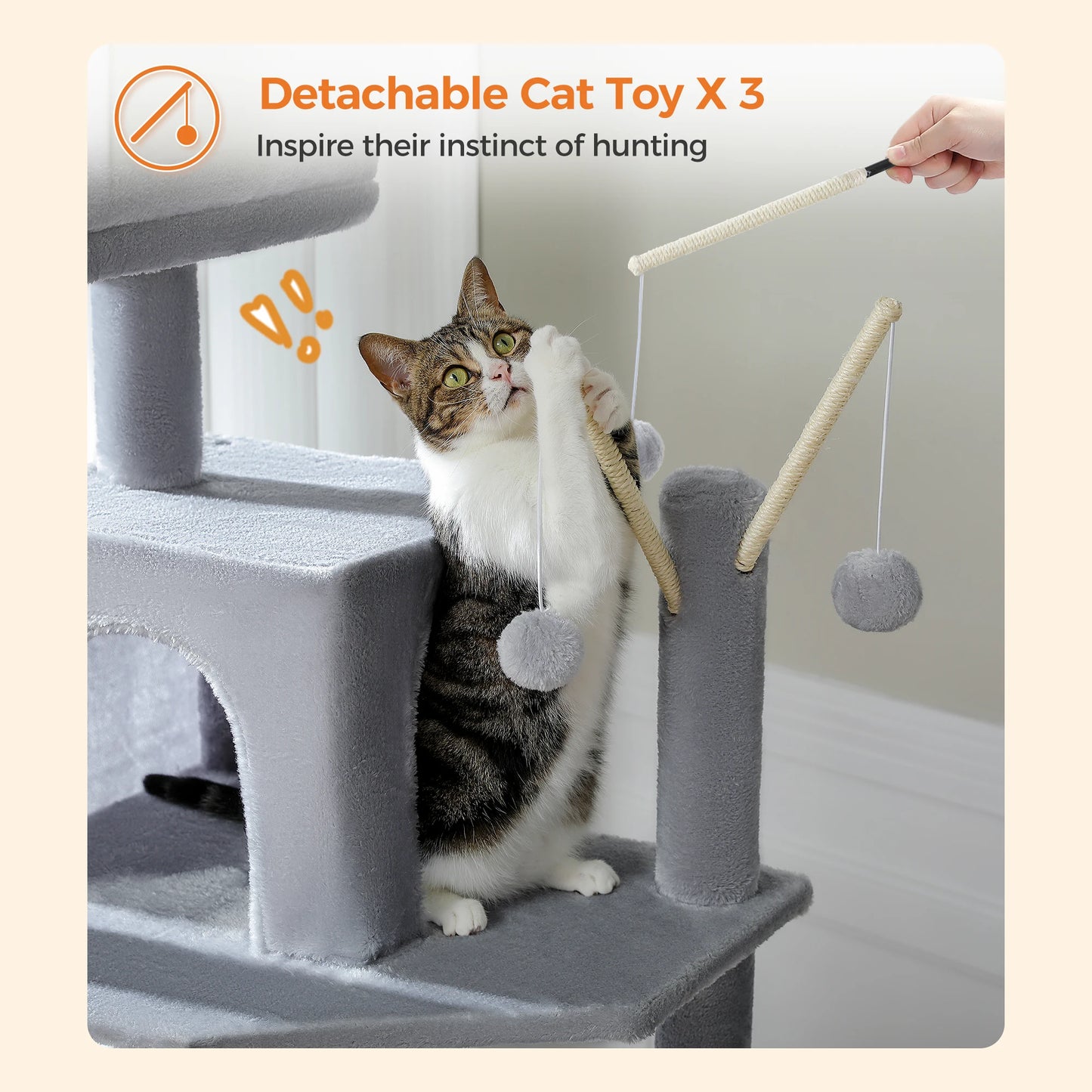 Petepela Indoor Cat Tree With Hammock And Scratching Post