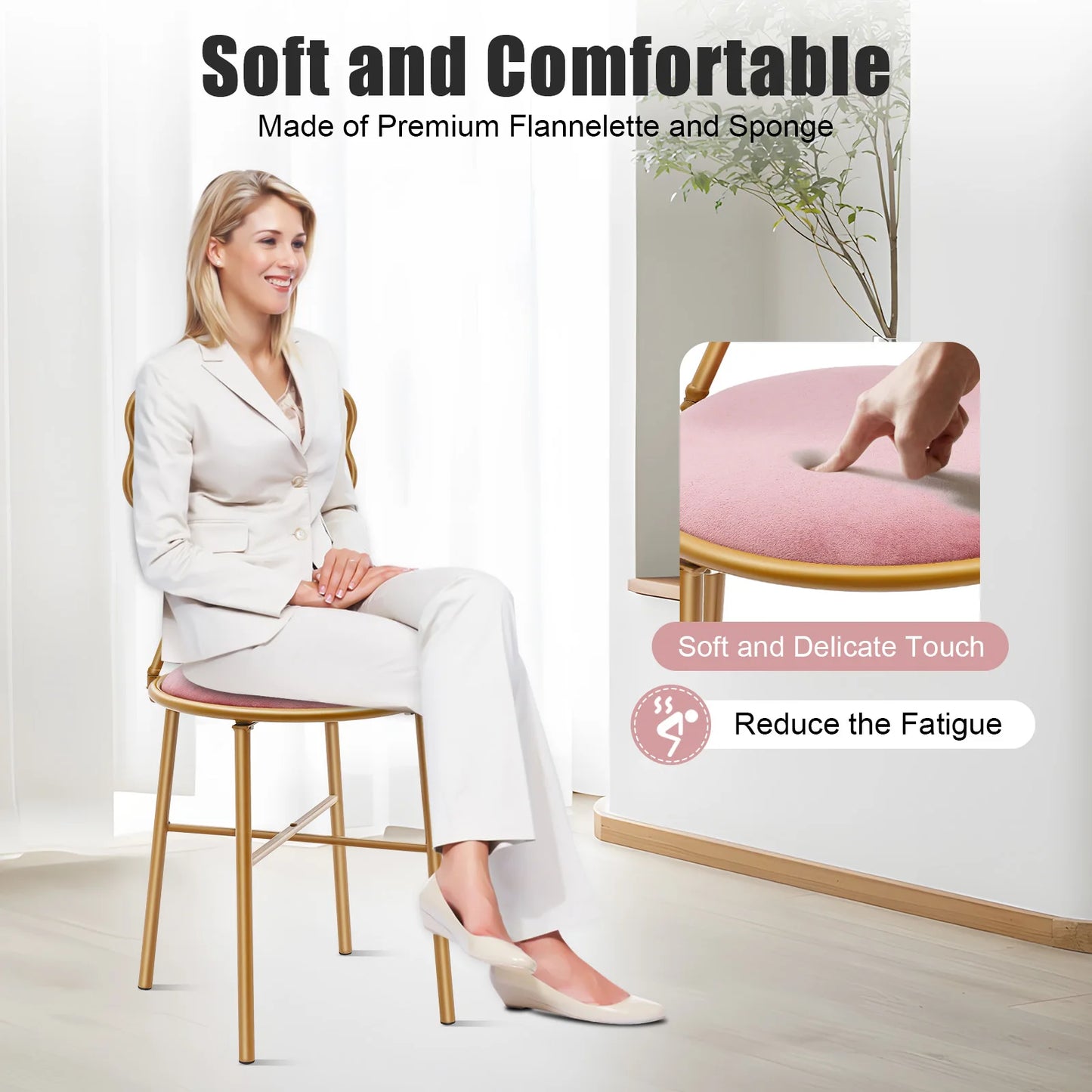 Bymaocar Upholstered Butterfly Backrest Dining Vanity Chair