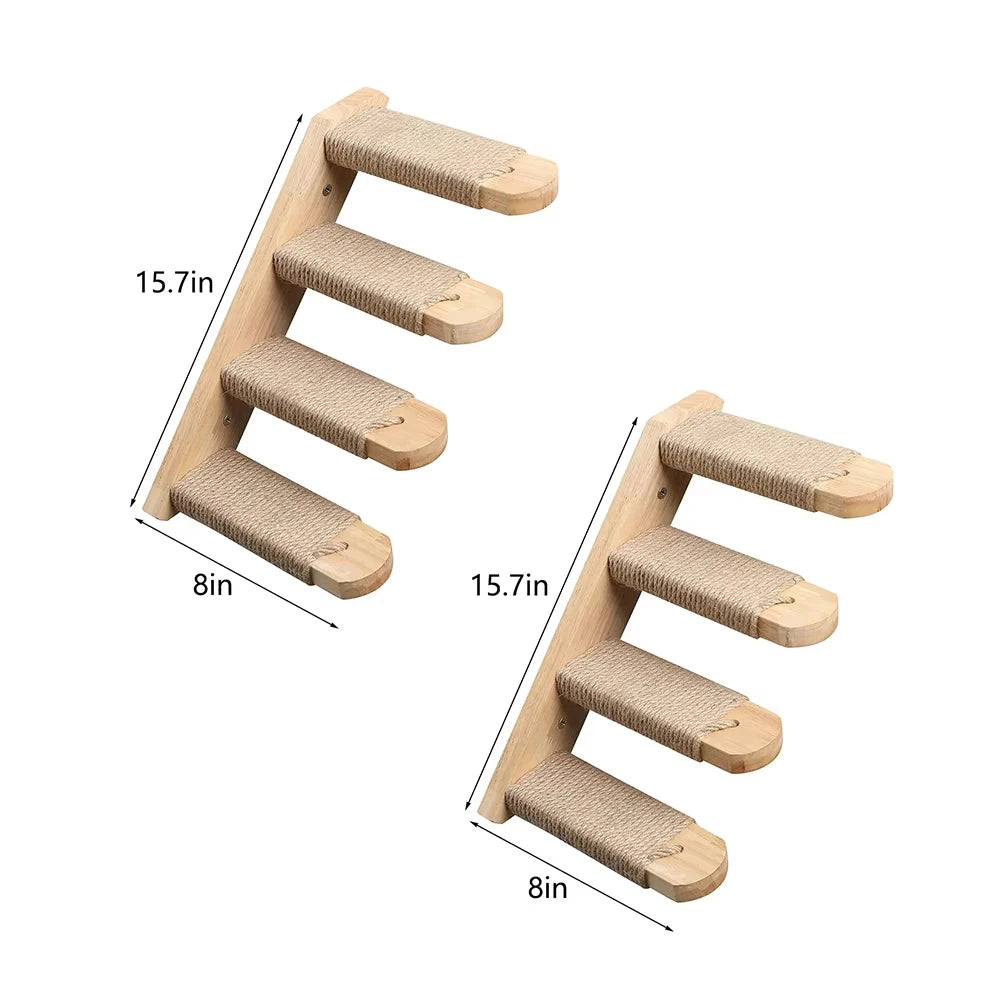 Wall Mounted Cat Climbing Bridge With Wrapped Sisal Rope