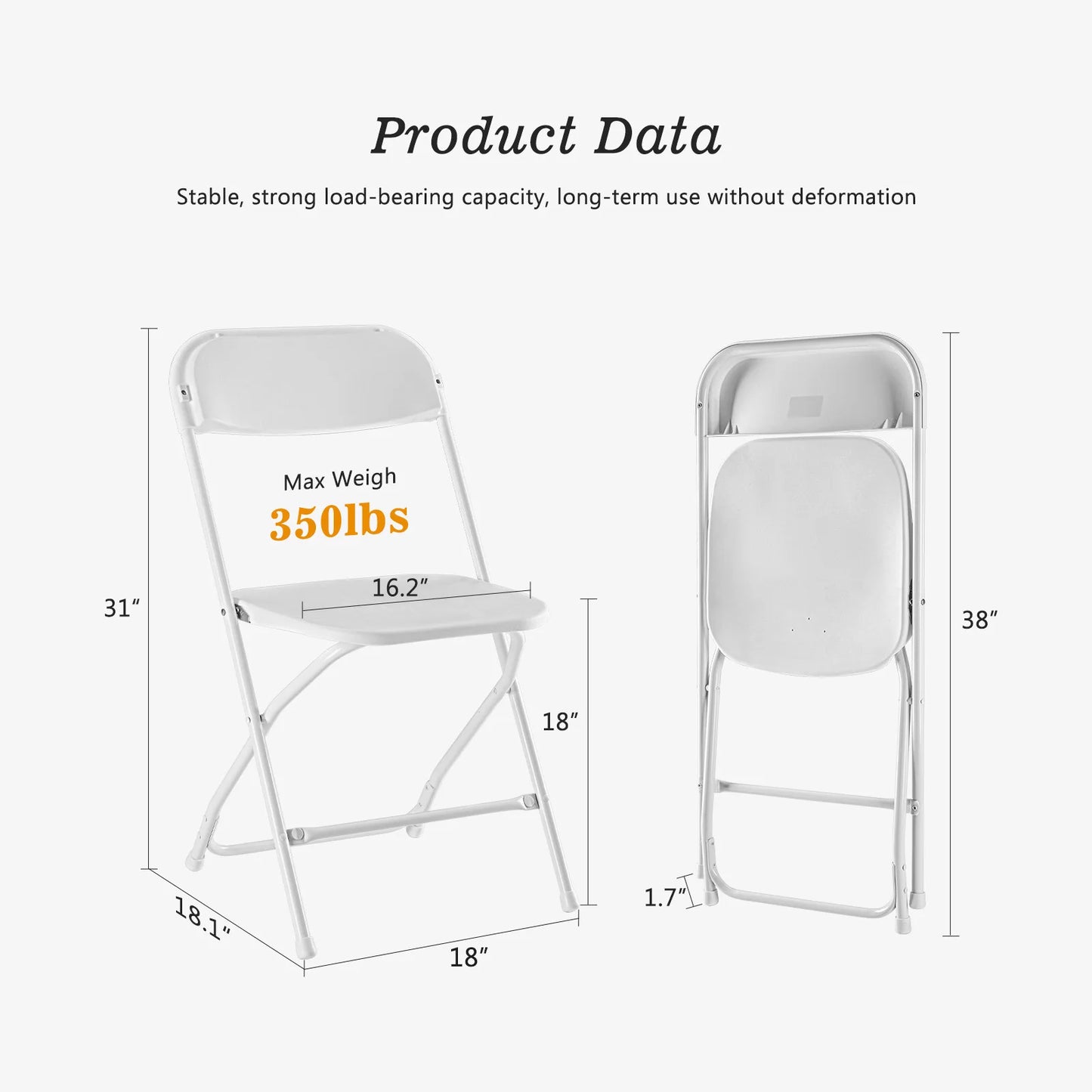 JHK Premium Faux Leather Folding Chairs With Sturdy Metal Frame
