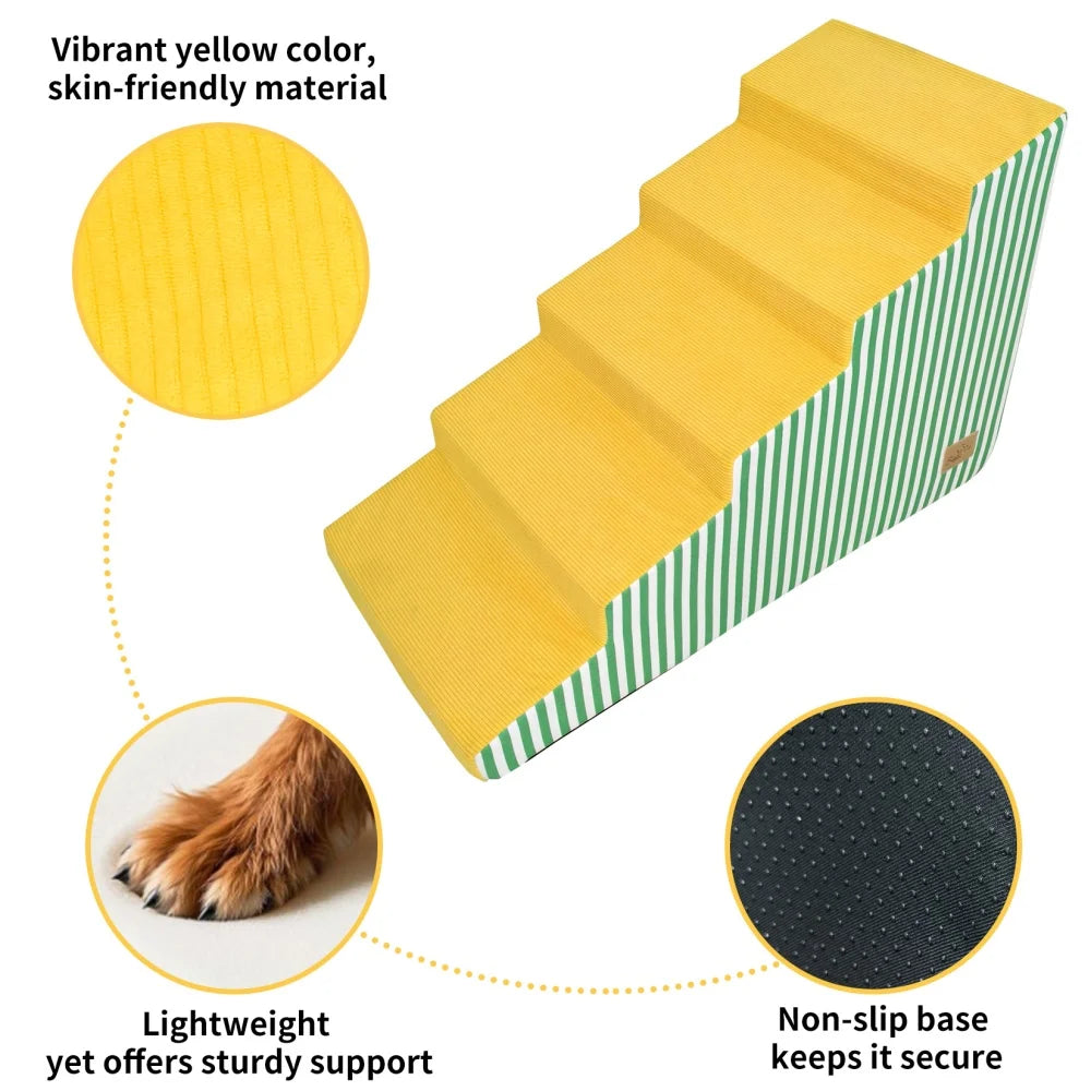 High Density Foam Dog Stairs With Gentle Slope And Cover