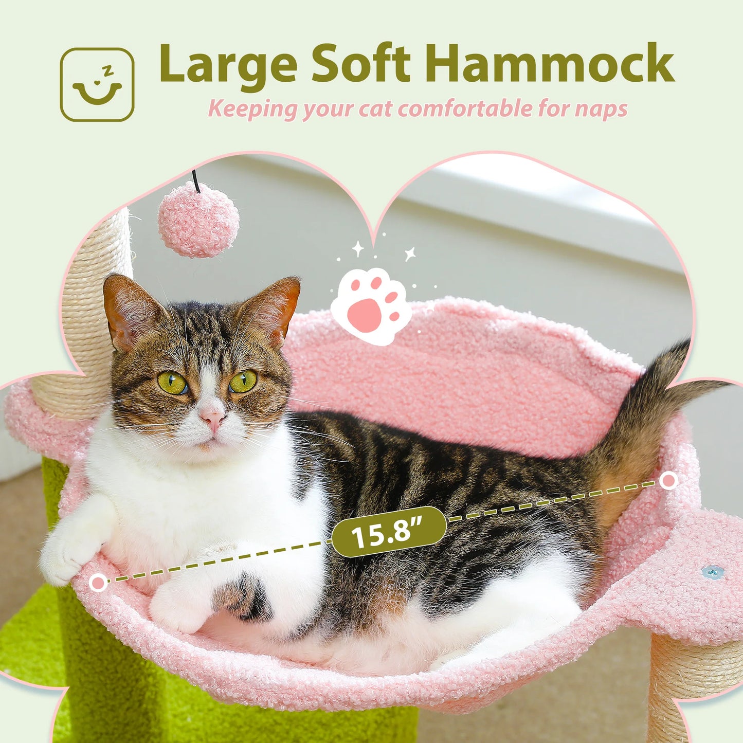 Petepela Flower Cat Tower With Sisal Posts And Metal Hammock