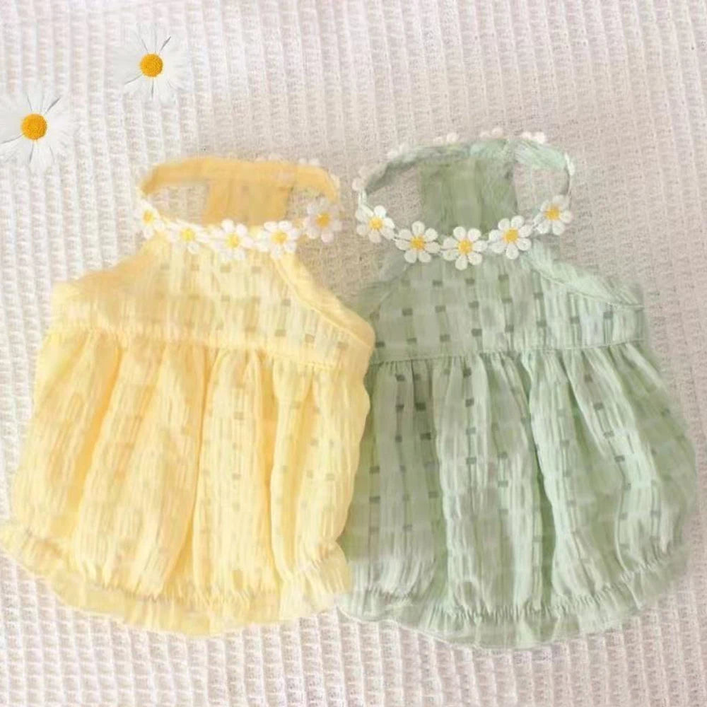 Breathable Floral Wreath Pet Skirt Dress For Cats And Dogs