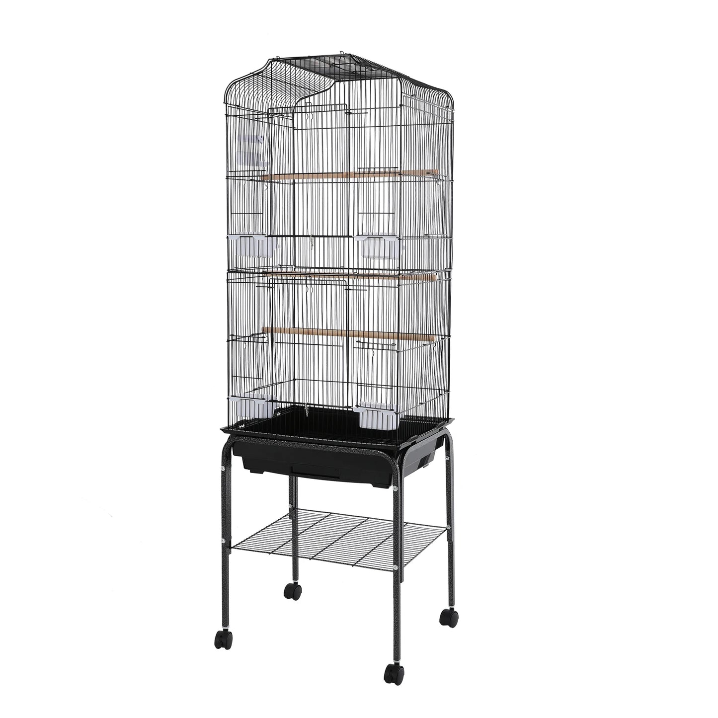 Large Metal Bird Cage With Stand And Wheels For Parrots