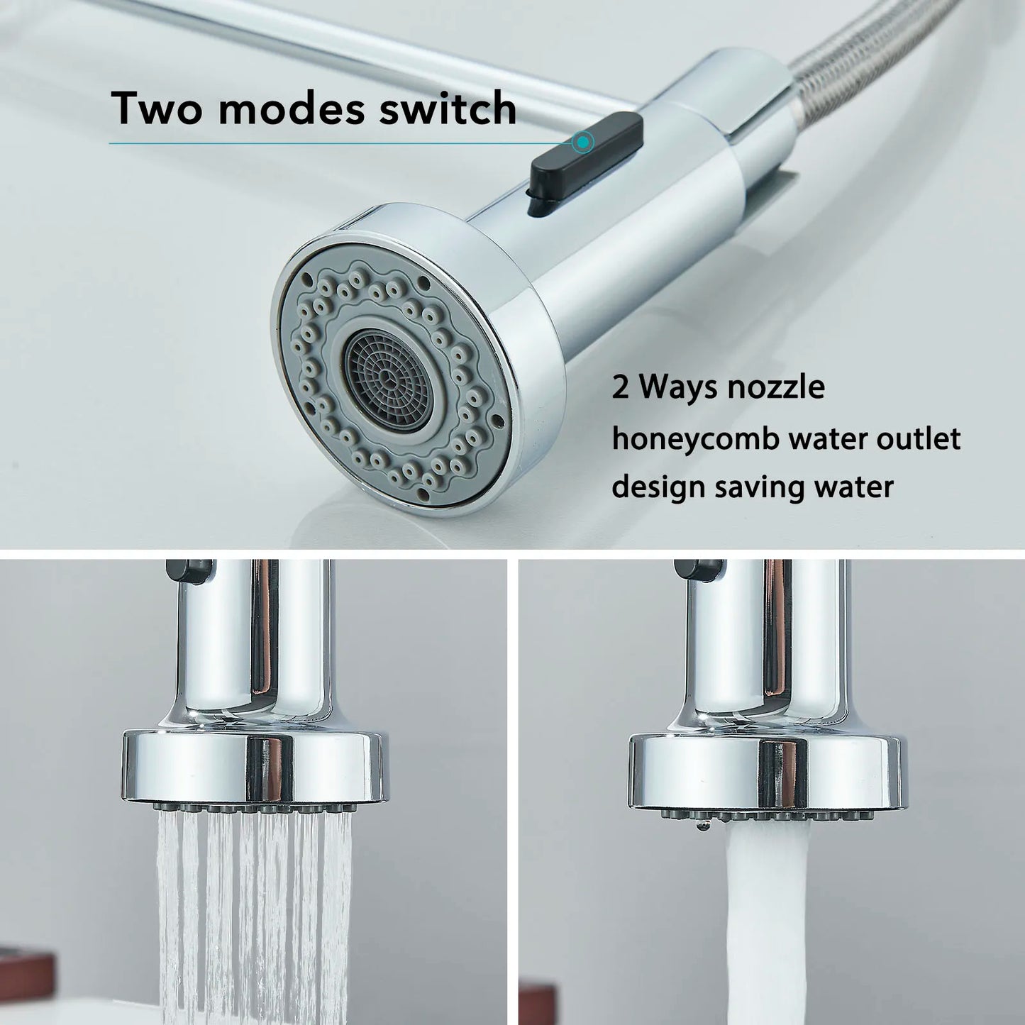 Hownifety Chrome Kitchen Sink Faucet Stainless Steel Hot and Cold Water Tap Deck Mounted Bathroom Gourmet Kitchen Crane