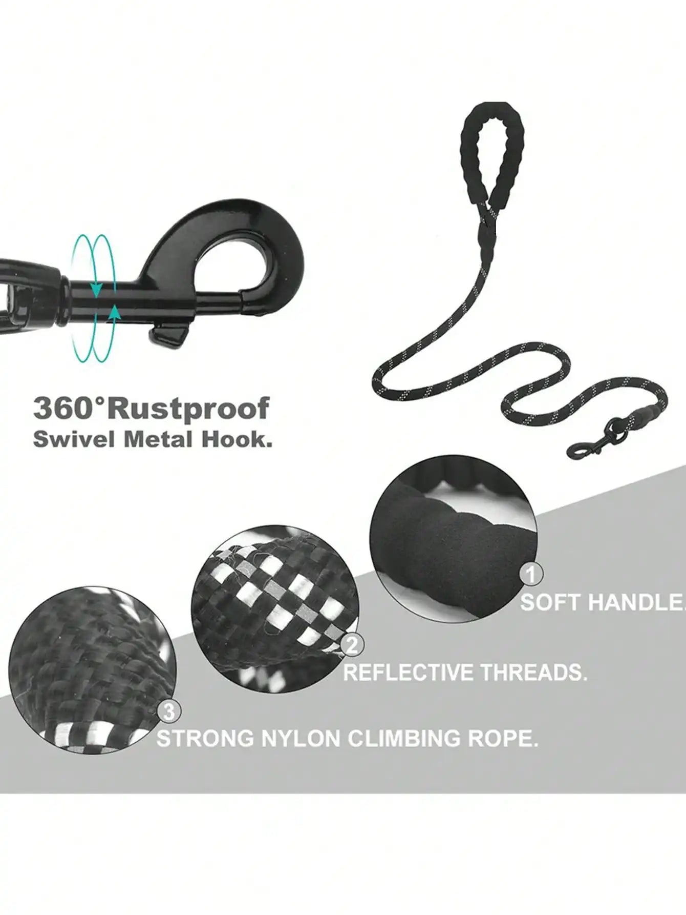 Reflective Nylon Dog Leash With Comfortable Foam Handle For Safe Walks