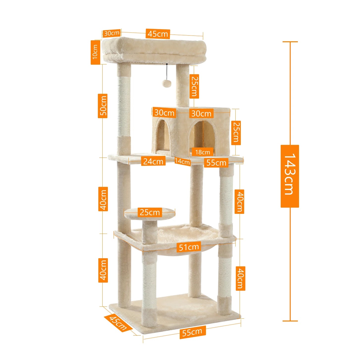PAWZ Road Indoor Cat Tower With Sisal Posts And Hammock