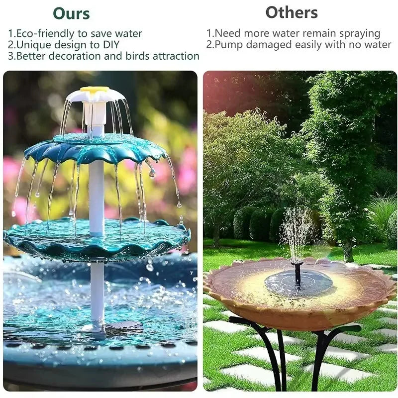Solar Powered Bird Bath Fountain For Garden Fish Tank