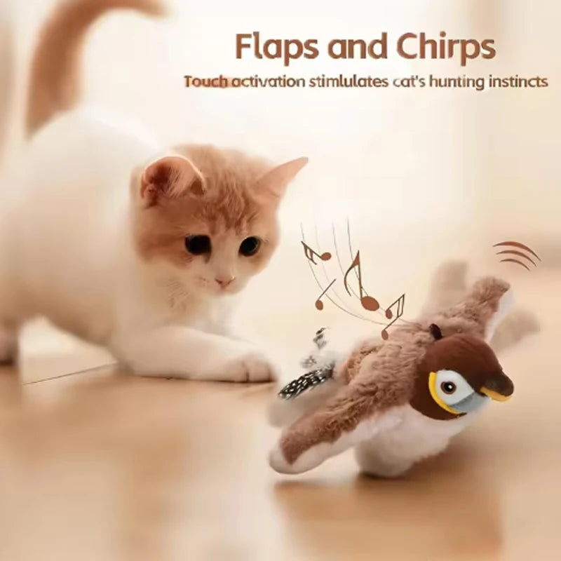 Interactive Touch Activated Flapping Plush Bird For Pets