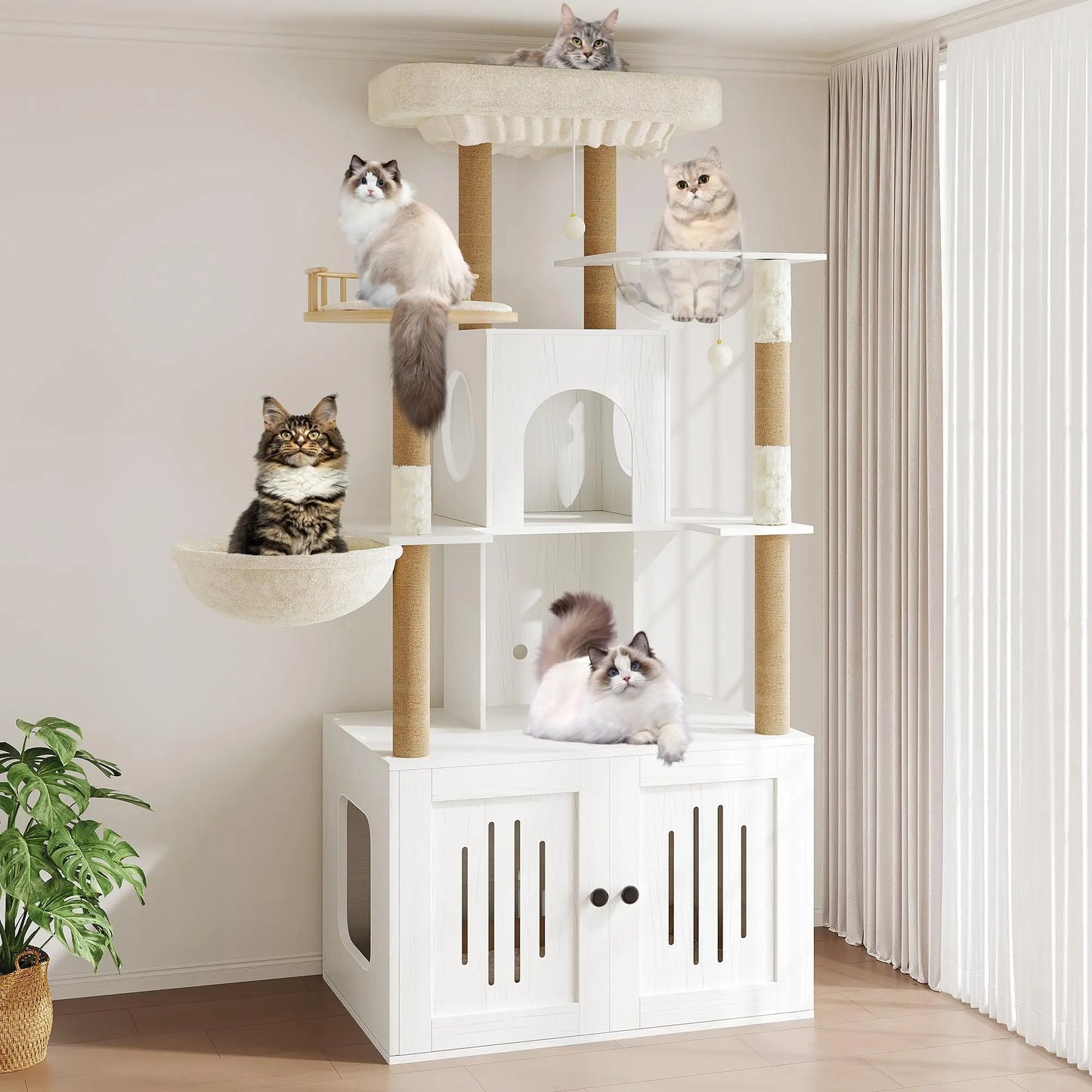 Studyset Multilevel Cat Tree With Hidden Litter Box Enclosure