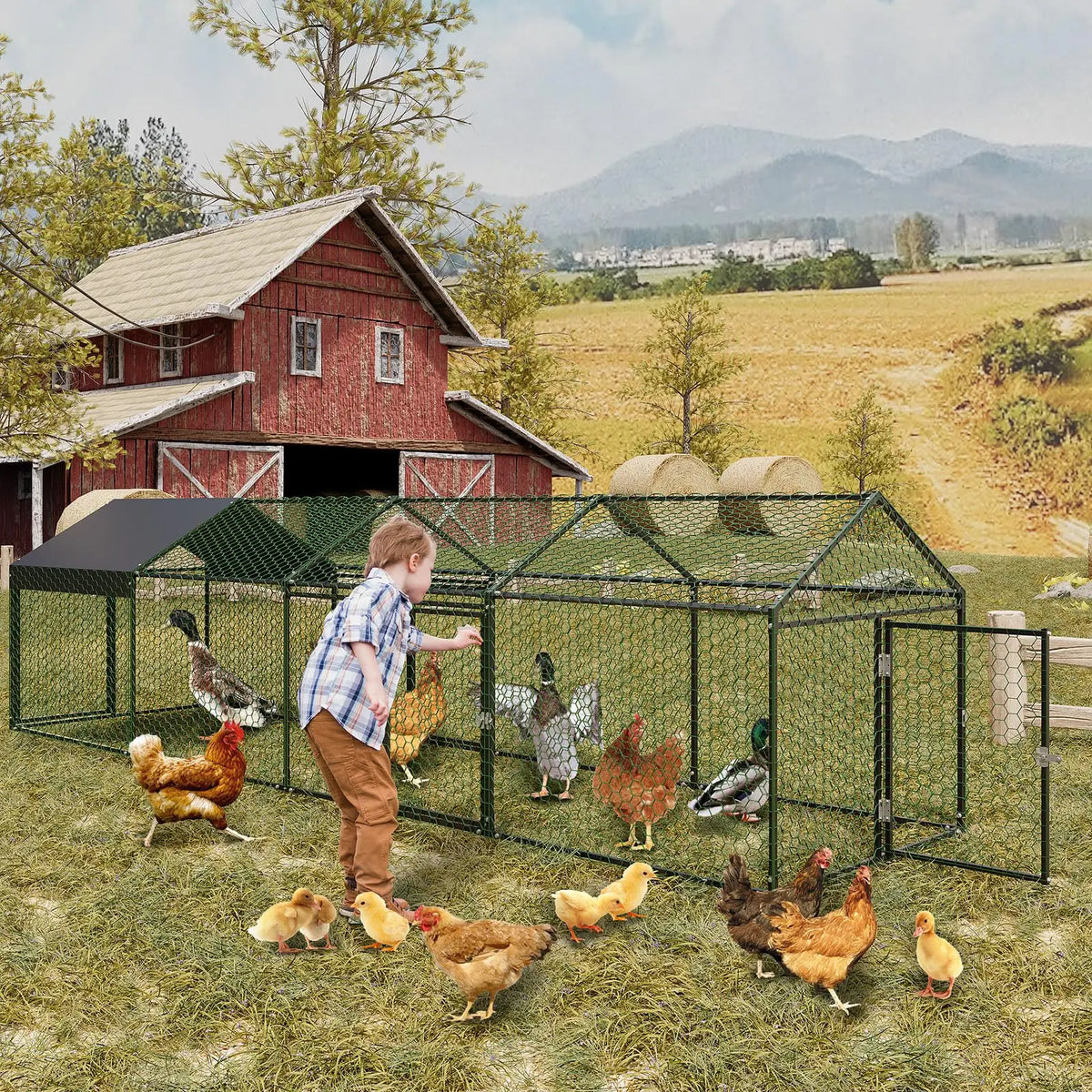 HiMISS Heavy Duty Walk In Chicken Run With UV Cover