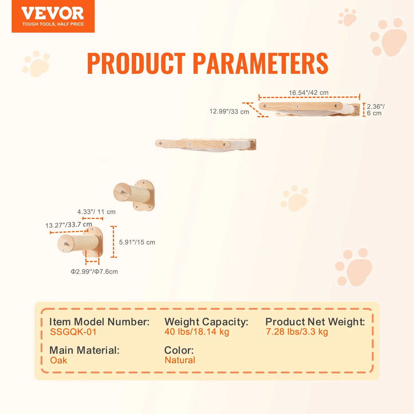 SucceBuy Wall Mounted Cat Shelves Wooden Perches And Hammocks