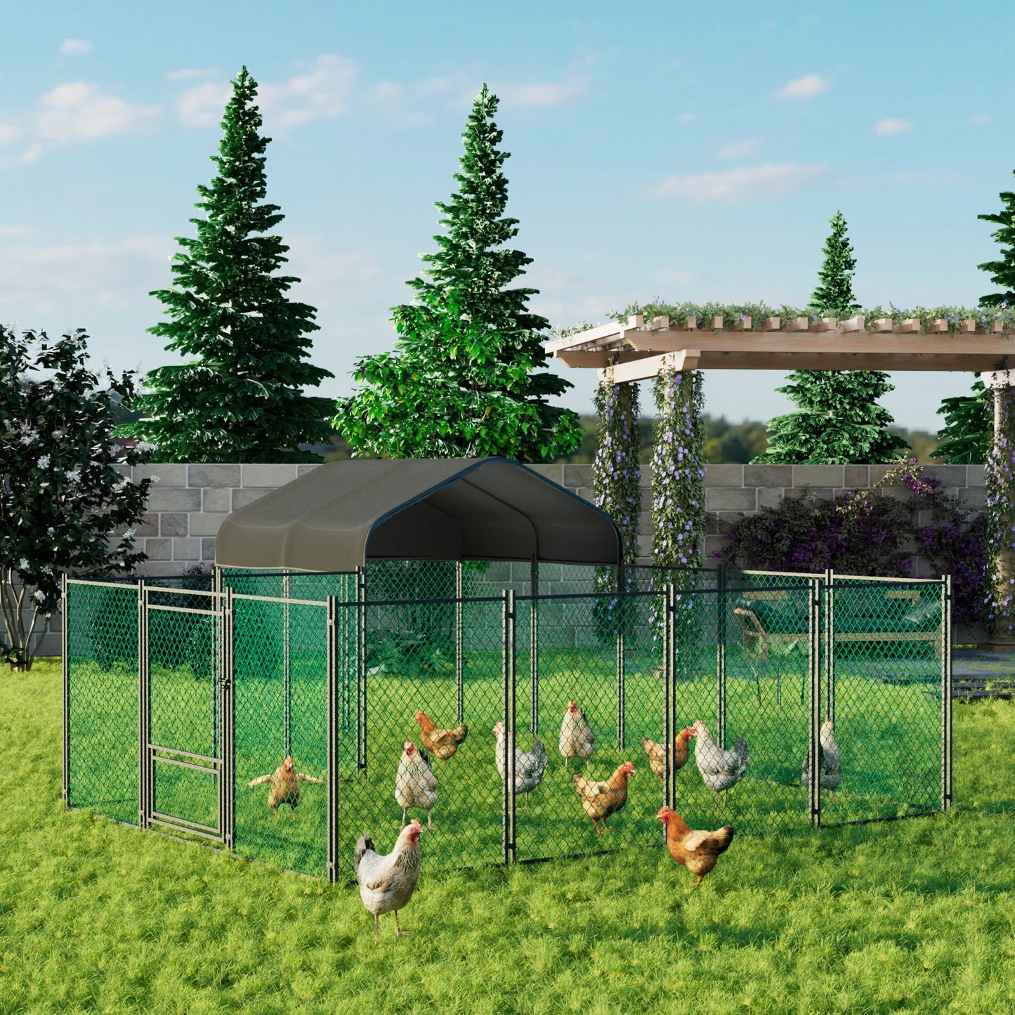 Outdoor Metal Chicken Coop With Waterproof Cover Poultry House