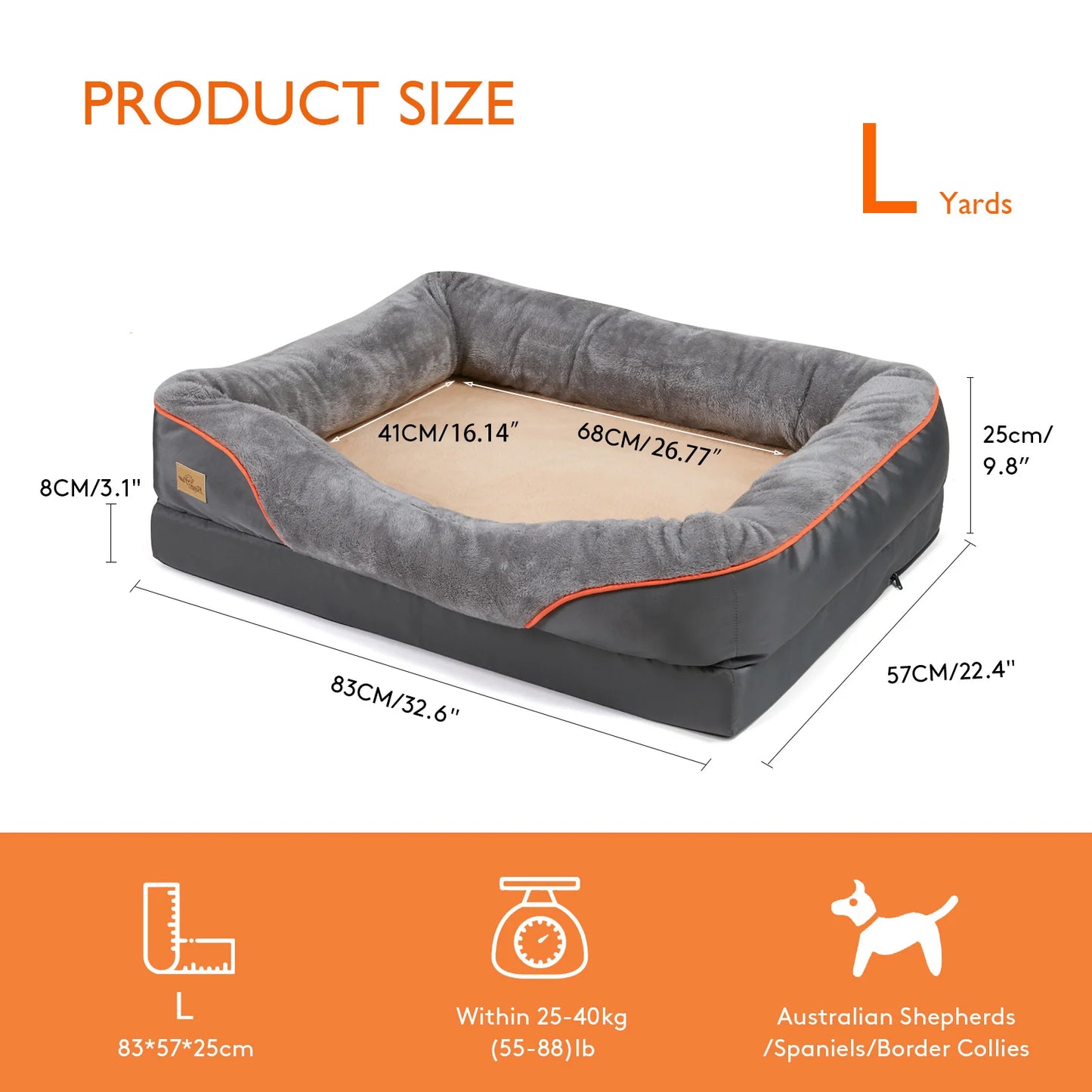 BINGOPAW Large Dog Bed With Removable Washable Fleece Cover Waterproof