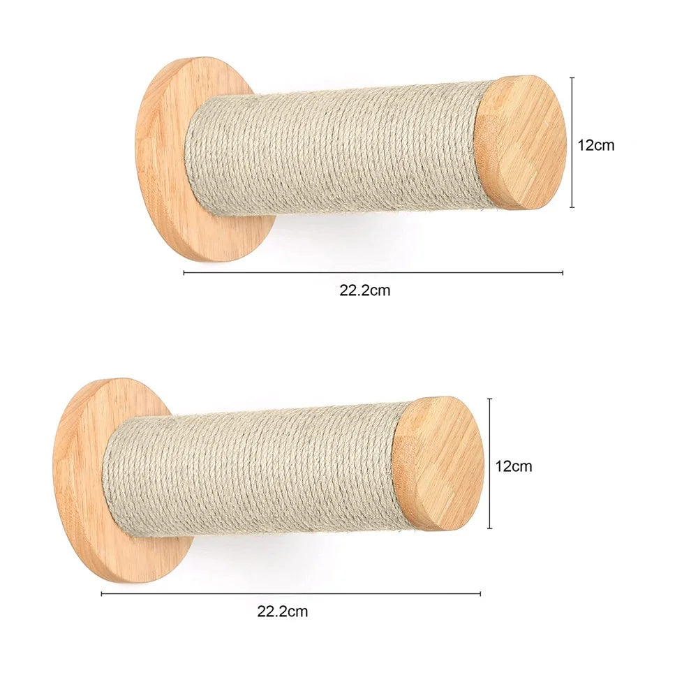 Wall Mounted Cat Climbing Shelf With Sisal Scratching Post