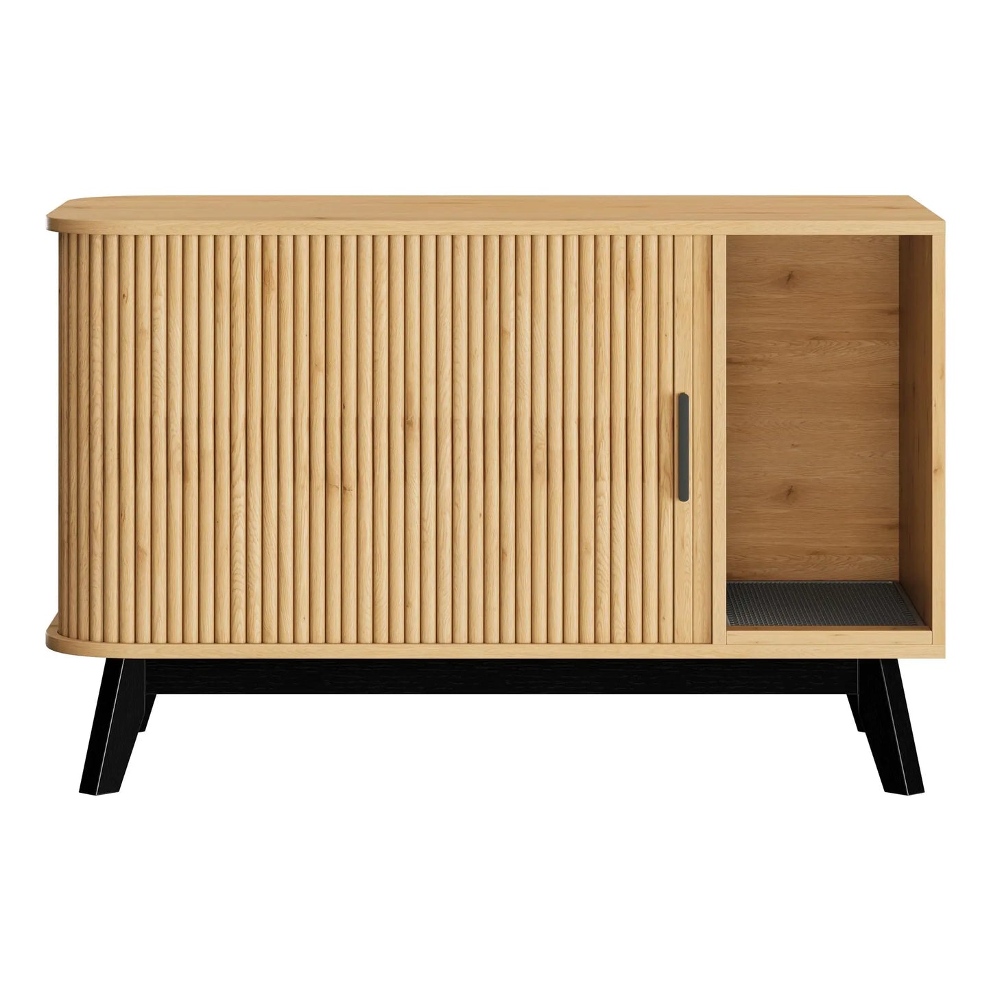 Hidden Litter Enclosure With Ventilated Sliding Door And Storage Cabinet
